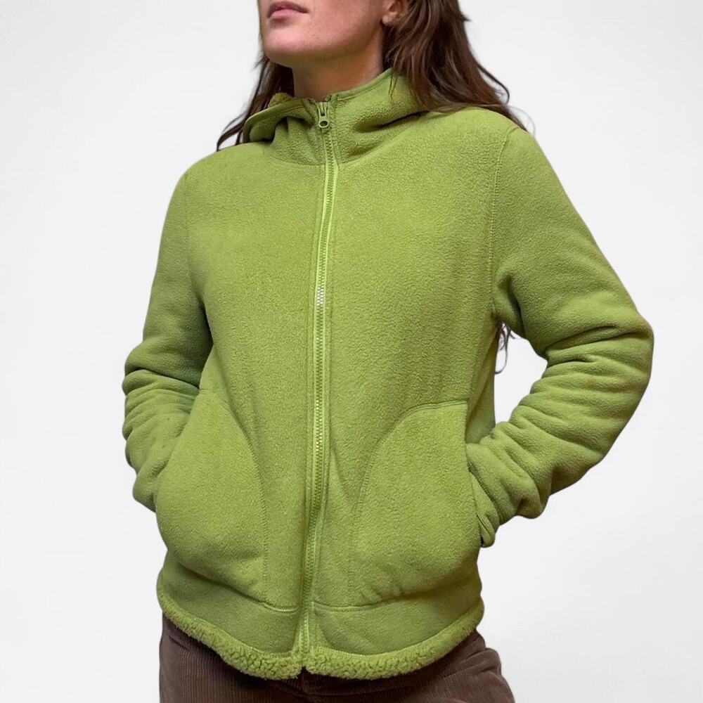 Green fuzzy zip up sweatshirt